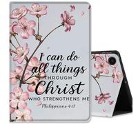 Case for Samsung Galaxy Tab A11+ / A9 Plus 11-Inch (2026 2025/2024 2023), Ultra-Thin PU Leather Smart Protective Case with Auto Sleep/Wake, Cherry Blossom Philippians 4-13