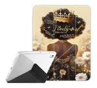 Case for Samsung Galaxy Tab A11 Plus 2025 / A9 Plus 2023 11" Tablet ，Clear Back Y-Fold Standing Cover Auto Sleep/Wake for Samsung Galaxy Tab A11+ / A9+ 11 Inch，African American Black Girl Crown