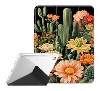 Case for Samsung Galaxy Tab A11 Plus 2025 / A9 Plus 2023 11" Tablet ，Clear Back Y-Fold Standing Cover Auto Sleep/Wake for Samsung Galaxy Tab A11+ / A9+ 11 Inch, Cactus Plant