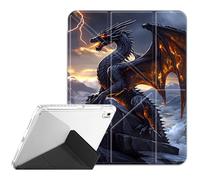 Case for Samsung Galaxy Tab A11 Plus 2025 / A9 Plus 2023 11" Tablet ，Clear Back Y-Fold Standing Cover Auto Sleep/Wake for Samsung Galaxy Tab A11+ / A9+ 11 Inch, Dragon On Rock