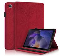 Case for Samsung Galaxy Tab A11 Plus A11+ 2025/ Galaxy Tab A9 Plus A9+ 11-inch Cover |3D Embossed Leaf Vein| with Pencil Holder Shockproof Sturdy Stand Card Slots Cover - Red