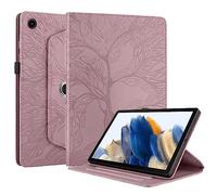 Case for Samsung Galaxy Tab A11 Plus A11+ 2025/ Galaxy Tab A9 Plus A9+ 11-inch Cover |3D Embossed Leaf Vein| with Pencil Holder Shockproof Sturdy 360 Degree Swiveling Stand Cover - Rose Gold