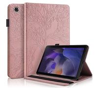 Case for Samsung Galaxy Tab A11 Plus A11+ 2025/ Galaxy Tab A9 Plus A9+ 11-inch Cover |3D Embossed Leaf Vein| with Pencil Holder Shockproof Sturdy Stand Card Slots Cover - Rose Gold