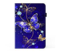 Case for Samsung Galaxy Tab A11 Plus A11+ 2025/ Galaxy Tab A9 Plus A9+ 11-inch Shockproof Card Holder Multi-Angle Stand Cover with Pen Holder Purple Butterflies
