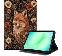 Case for Samsung Galaxy Tab A11+ Plus/A9+ 11-Inch 2025/2023, Slim PU Leather Folio Cover with Auto Wake/Sleep, Shockproof TPU Back, Multi-Angle Stand Cover for Work, Fox in Floral Frame