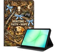 Case for Samsung Galaxy Tab A11+ Plus/A9+ 11-Inch 2025/2023, Slim PU Leather Folio Cover with Auto Wake/Sleep, Shockproof TPU Back, Multi-Angle Stand Cover for Work, Hunting Faith Hope Dog