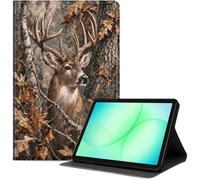 Case for Samsung Galaxy Tab A11+ Plus/A9+ 11-Inch 2025/2023, Slim PU Leather Folio Cover with Auto Wake/Sleep, Shockproof TPU Back, Multi-Angle Stand Cover for Work, Deer in Autumn Woods