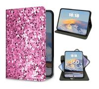 Case for Samsung Galaxy Tab A11+ Plus /A9+ Plus 11 inch 2026/2024 Slim Lightweight PU Leather 360 Degree Rotating Multi-Viewing Folio Stand Smart Shell Cover with Auto Wake/Sleep, Pink Glitter
