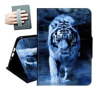 Case for Samsung Galaxy Tab A11+ Plus/A9+ Plus 11 Inch 2026/2024,with Hand Straps and Auto Wake/Sleep PU Leather Slim Multiple Angles Stand Smart Cover,Wild Animals Tiger