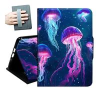 Case for Samsung Galaxy Tab A11+ Plus/A9+ Plus 11 Inch 2026/2024,with Hand Straps and Auto Wake/Sleep PU Leather Slim Multiple Angles Stand Smart Cover,Glitter Jellyfish