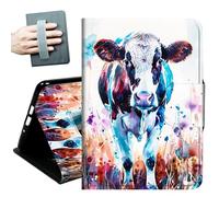 Case for Samsung Galaxy Tab A11+ Plus/A9+ Plus 11 Inch 2026/2024,with Hand Straps and Auto Wake/Sleep PU Leather Slim Multiple Angles Stand Smart Cover,Watercolor Cows