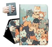 Case for Samsung Galaxy Tab A11+ Plus/A9+ Plus 11 Inch 2026/2024,with Hand Straps and Auto Wake/Sleep PU Leather Slim Multiple Angles Stand Smart Cover,Cats