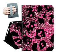 Case for Samsung Galaxy Tab A11+ Plus/A9+ Plus 11 Inch 2026/2024,with Hand Straps and Auto Wake/Sleep PU Leather Slim Multiple Angles Stand Smart Cover,Pink Glitter Cheetah