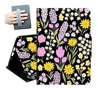 Case for Samsung Galaxy Tab A11+ Plus/A9+ Plus 11 Inch 2026/2024,with Hand Straps and Auto Wake/Sleep PU Leather Slim Multiple Angles Stand Smart Cover,Purple Yellow Wildflower