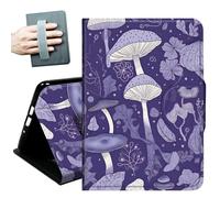 Case for Samsung Galaxy Tab A11+ Plus/A9+ Plus 11 Inch 2026/2024,with Hand Straps and Auto Wake/Sleep PU Leather Slim Multiple Angles Stand Smart Cover,Purple Mushrooms