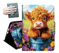 Case for Samsung Galaxy Tab A11+ Plus/A9+ Plus 11 Inch 2026/2024,with Hand Straps and Auto Wake/Sleep PU Leather Slim Multiple Angles Stand Smart Cover,Sunflowers and Cows
