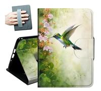 Case for Samsung Galaxy Tab A11+ Plus/A9+ Plus 11 Inch 2026/2024,with Hand Straps and Auto Wake/Sleep PU Leather Slim Multiple Angles Stand Smart Cover,Hummingbirds Gather Honey