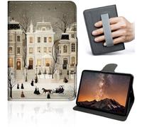 Case for Samsung Galaxy Tab A11+ Plus/A9+ Plus 11 Inch, 360° Rotating Stand Tablet Cover with Hand Strap, Auto Wake Sleep, Slim Protective PU Leather Case, Victorian Christmas Village Scene