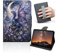 Case for Samsung Galaxy Tab A11+ Plus/A9+ Plus 11 Inch, 360° Rotating Stand Tablet Cover with Hand Strap, Auto Wake Sleep, Slim Protective PU Leather Case, Blue Dragon Fantasy Moon