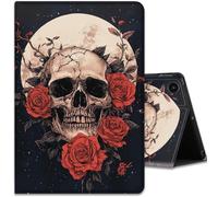 Case for Samsung Galaxy Tab A11 / Tab A9 8.7-Inch 2025/2023, Multi-Angle Viewing and Automatic Wake Up/Sleep Smart Case, Skull Rose Under The Moon
