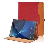 Case for Samsung Galaxy Tab A6 10.1 Inch 2016 SM-T580/T585 PU Leather Smart Cover with Pocket & Pencil Holder, Auto Wake/Sleep Function - Red
