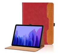 Case for Samsung Galaxy Tab A7 10.4 inch 2022/2020 (SM-T500 / T505 / T507) PU Leather Smart Cover with Pocket & Pencil Holder, Auto Wake/Sleep Multi-Angle Viewing Stand Cover - Red