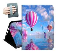 Case for Samsung Galaxy Tab A7 Lite 8.7 Inch 2021 Model (SM-T220/T225/T227),with Hand Straps and Auto Wake/Sleep PU Leather Slim Multiple Angles Stand Smart Cover,Hot Air Balloon