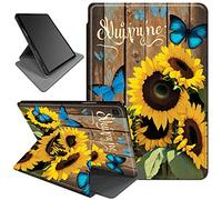 Case for Samsung Galaxy Tab A7 Lite 8.7 inch 2021(SM-T220/T225),PU Leather 360 Degree Rotating Smart Stand Folio Protective Cover with Auto Wake/Sleep,Wooden Sunshine Sunflower