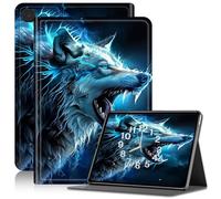 Case for Samsung Galaxy Tab A7 Lite 8.7 Inch 2021 (SM-T220/T225/T227), Adjustable Stand Galaxy Tab A7 Lite Case, PU Leather Cover with Auto Sleep/Wake for Tablet A7 Lite, Blue Glowing Wolf