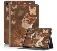 Case for Samsung Galaxy Tab A8 10.5, Adjustable Stand Galaxy Tab A8 Case, PU Leather Cover with Auto Sleep/Wake for Galaxy Tab A8 10.5 Inch 2022 SM-X200 X205 X207 Tablet Case, Cute Brown Cat