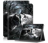 Case for Samsung Galaxy Tab A8 10.5, Adjustable Stand Galaxy Tab A8 Case, PU Leather Cover with Auto Sleep/Wake for Galaxy Tab A8 10.5 Inch 2022 SM-X200 X205 X207 Tablet Case, White Black Wolf