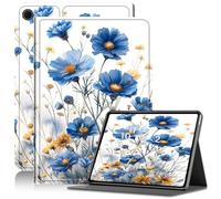 Case for Samsung Galaxy Tab A8 10.5, Adjustable Stand Galaxy Tab A8 Case, PU Leather Cover with Auto Sleep/Wake for Galaxy Tab A8 10.5 Inch 2022 SM-X200 X205 X207 Tablet Case, Blue wildflower