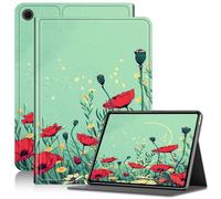Case for Samsung Galaxy Tab A8 10.5, Adjustable Stand Galaxy Tab A8 Case, PU Leather Cover with Auto Sleep/Wake for Galaxy Tab A8 10.5 Inch 2022 SM-X200 X205 X207 Tablet Case, Small Red Flower
