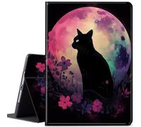 Case for Samsung Galaxy Tab A8 10.5 Inch 2022, JANENFNA Ultra Thin Lightweight Auto Sleep/Wake Smart Cover for Samsung Galaxy Tab A8 Tablet SM-X200/X205/X207, Moon Black Cat