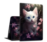 Case for Samsung Galaxy Tab A8 10.5 Inch 2022 PU Leather Slim Folio Lightweight Cover with Smart Auto Wake/Sleep Protective Case for Samsung A8 Tablet SM-X200 /SM-X205 /SM-X207, Cat White