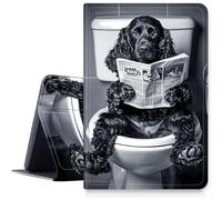 Case for Samsung Galaxy Tab A9+ 10.5 Inch 2023 Model (SM-X210/X216/X218) PU Leather Smart Protective Cover with Auto Sleep/Wake for Samsung Tab A9 Plus 2023 10.5",Dog Sitting Toilet Reading
