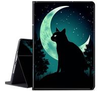 Case for Samsung Galaxy Tab A9 8.7 Inch 2023, JANENFNA Ultra Thin Lightweight Auto Sleep/Wake Smart Cover for Samsung Galaxy Tab A9 Tablet SM-X110/X115/X117, Black Cat Crescent