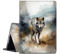 Case for Samsung Galaxy Tab A9 8.7 Inch 2023, JANENFNA Ultra Thin Lightweight Auto Sleep/Wake Smart Cover for Samsung Galaxy Tab A9 Tablet SM-X110/X115/X117, Art Wolf