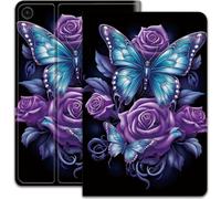 Case for Samsung Galaxy Tab A9 8.7-inch 2023, Smart Stylish Case, Adjustable Stand with Automatic Sleep and Wake, for Samsung Galaxy Tab A9 Tablet - Butterfly Purple Rose