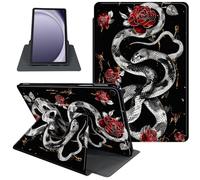Case for Samsung Galaxy Tab A9 8.7 Inch 2023 Tablet Case, 360 Degree Rotating Folio Stand Smart Cover for Samsung Galaxy Tab A9 Tablet, Auto Sleep/Wake, Snake Roses