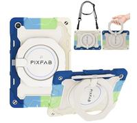 Case for Samsung Galaxy Tab A9 (8.7 Inch), Shockproof Tablet Case, 360 Rotation [Kickstand/Handle] Case with [Shoulder Strap] and [S Pen Holder] + Screen Protector - Rainbow Blue