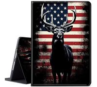 Case for Samsung Galaxy Tab A9+/A9 Plus 10.9 Inch 2023, JANENFNA Ultra Thin Lightweight Auto Sleep/Wake Smart Cover for Galaxy Tab A9 Plus Tablet SM-X210/X216/X218, American Flag Deer