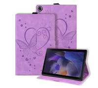 Case for Samsung Galaxy Tab A9 Cover 8.7 Inch 2023 Shockproof Love Heart Butterfly Stand Cover for All-New Galaxy Tab A9 8.7" Tablet SM-X110/X115/X117, Auto Wake/Sleep - Purple