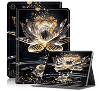 Case for Samsung Galaxy Tab A9+ Plus 11'', Adjustable Stand Galaxy Tab A9 Plus Case, PU Leather Cover with Auto Sleep/Wake for Galaxy Tab A9+/ A9 Plus SM-X210/X216/X218, Golden Lotus Flower
