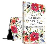 Case for Samsung Galaxy Tab A9 Plus 11 inch 2023，Slim Fit Foldable Standing Cover with Auto Sleep/Wake，Philippians 4-13 Red Watercolor Flowers