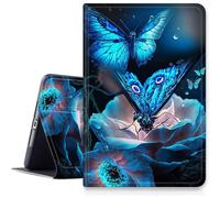 Case for Samsung Galaxy Tab A9 Plus/A9+ 11 Inch 2023 Tablet Case,Slim Multi-Angles Viewing Folio Stand Cover for Model SM-X210/X216/X218,Auto Wake/Sleep-Blue Butterflies & Flower Glowing
