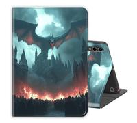Case for Samsung Galaxy Tab A9 Plus/A9+11 Inch 2024,PU Leather Folio Multi-Angle Stand Cover w/Auto Wake/Sleep,Streaming & Typing for Samsung Tablet Sase,Dragon Castle Fire