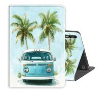 Case for Samsung Galaxy Tab A9 Plus/A9+11 Inch 2024,PU Leather Folio Multi-Angle Stand Cover w/Auto Wake/Sleep,Streaming & Typing for Samsung Tablet Sase,Volkswagen Van Palm Trees