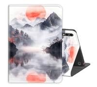 Case for Samsung Galaxy Tab A9 Plus/A9+11 Inch 2024,PU Leather Folio Multi-Angle Stand Cover w/Auto Wake/Sleep,Streaming & Typing for Samsung Tablet Sase,Mountain Lake Sunset
