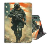 Case for Samsung Galaxy Tab A9 Plus/A9+11 Inch 2024,PU Leather Folio Multi-Angle Stand Cover w/Auto Wake/Sleep,Streaming & Typing for Samsung Tablet Sase,American Soldier Warrior